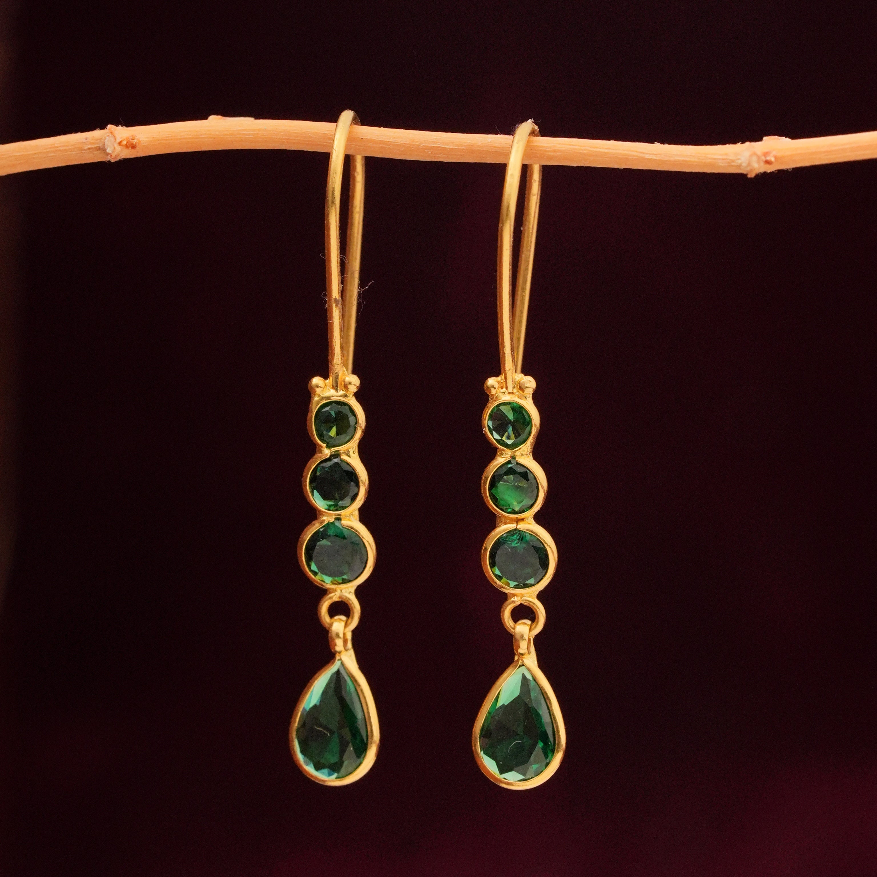 Greenish Hook Drops Earrings