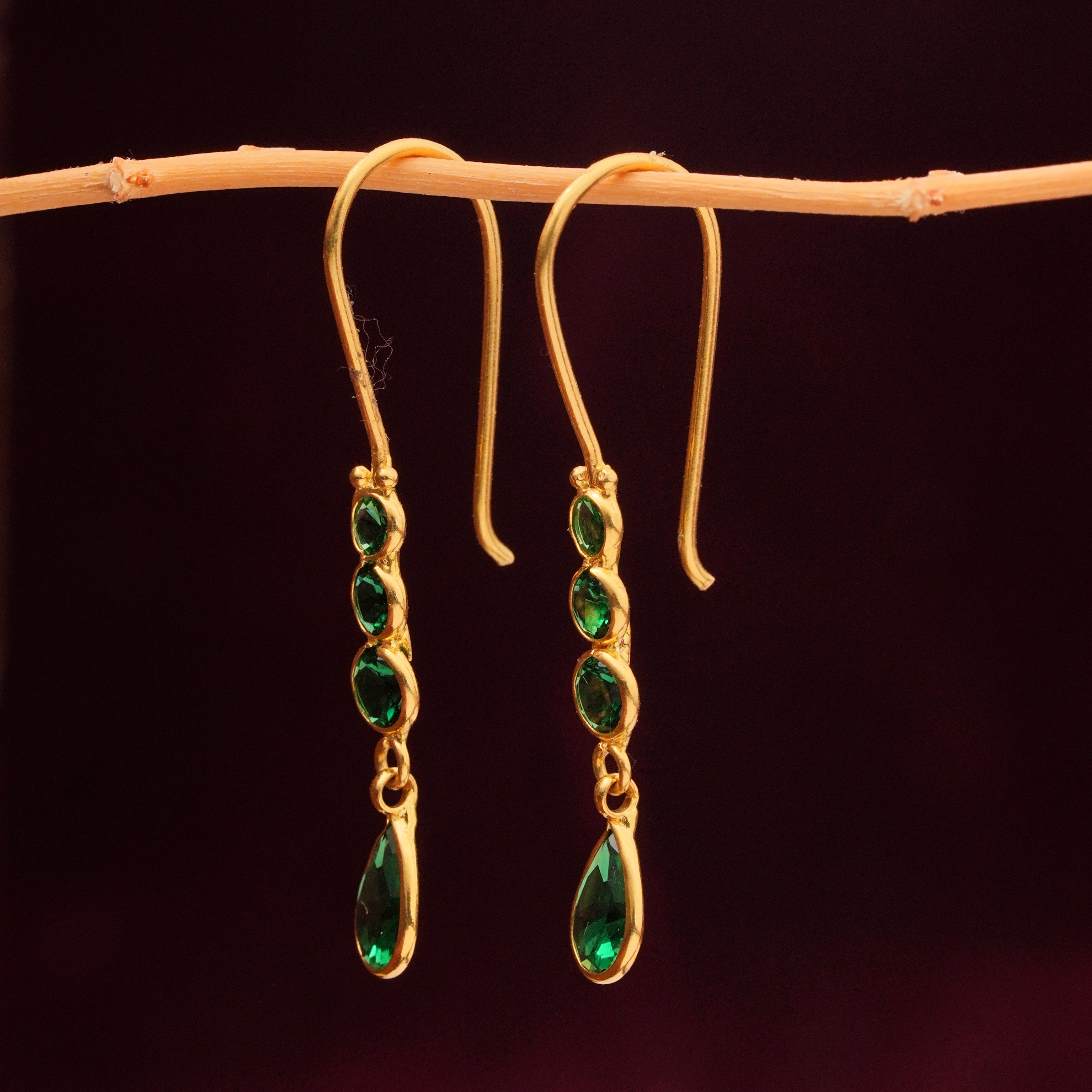 Greenish Hook Drops Earrings