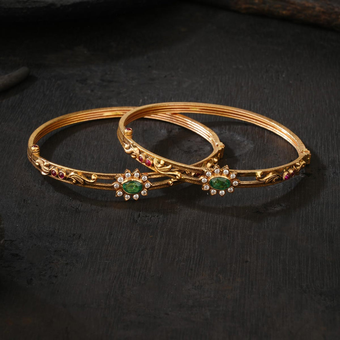 Mahisha Green Antique Bangles