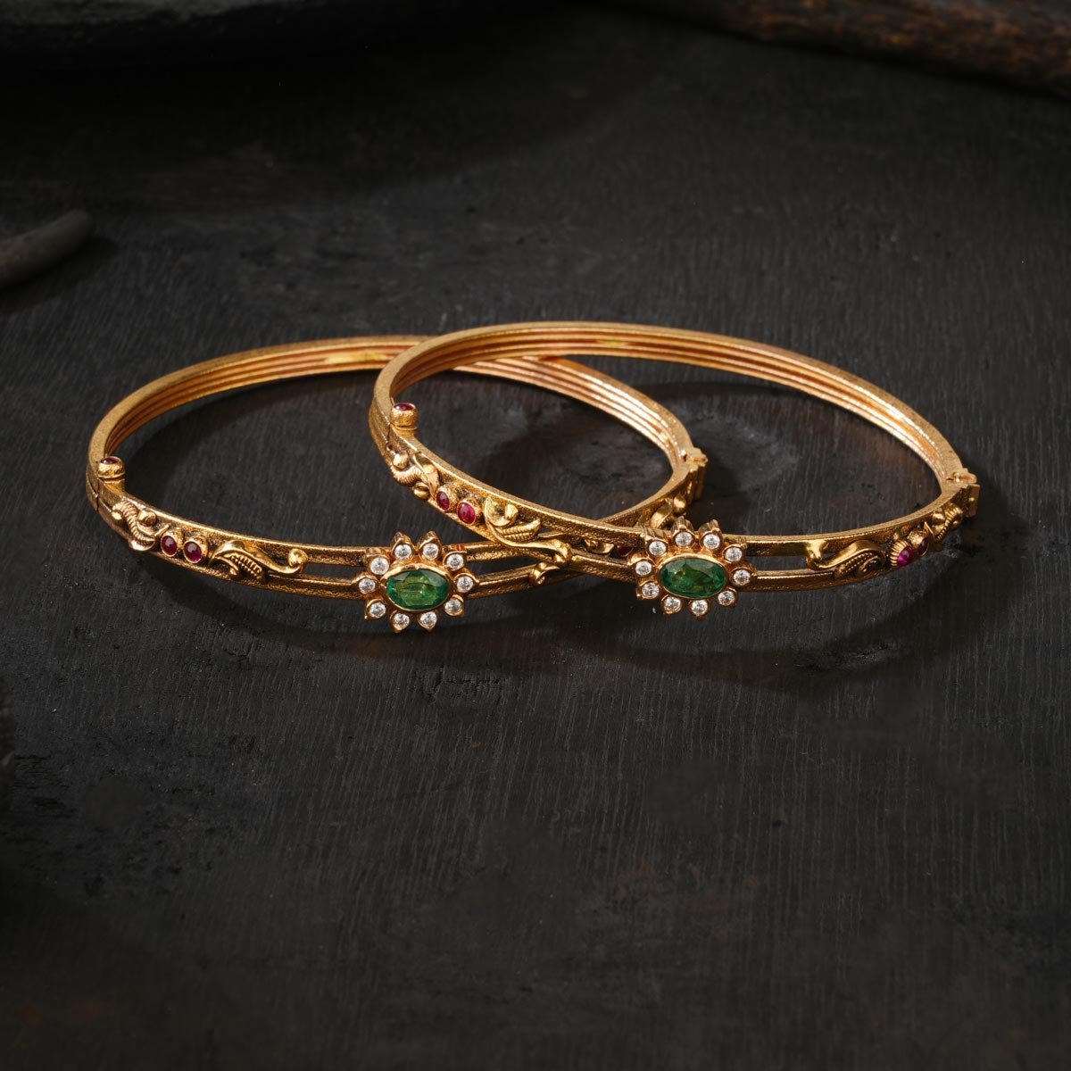 Mahisha Green Antique Bangles