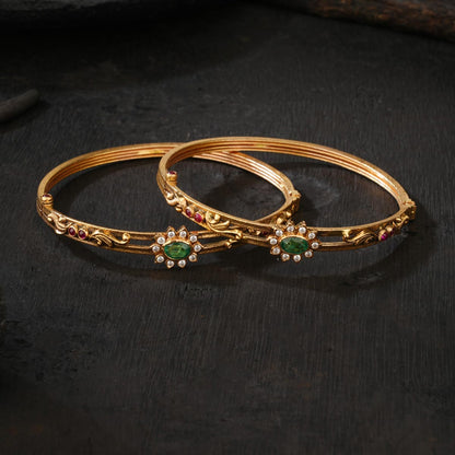 Mahisha Green Antique Bangles