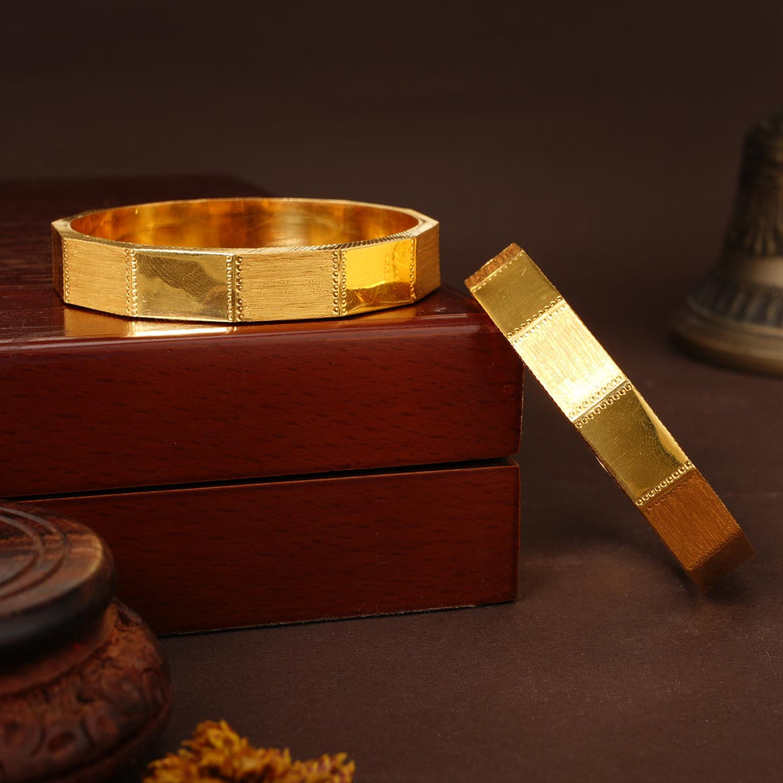 Rectangle Strip Gold Bangles