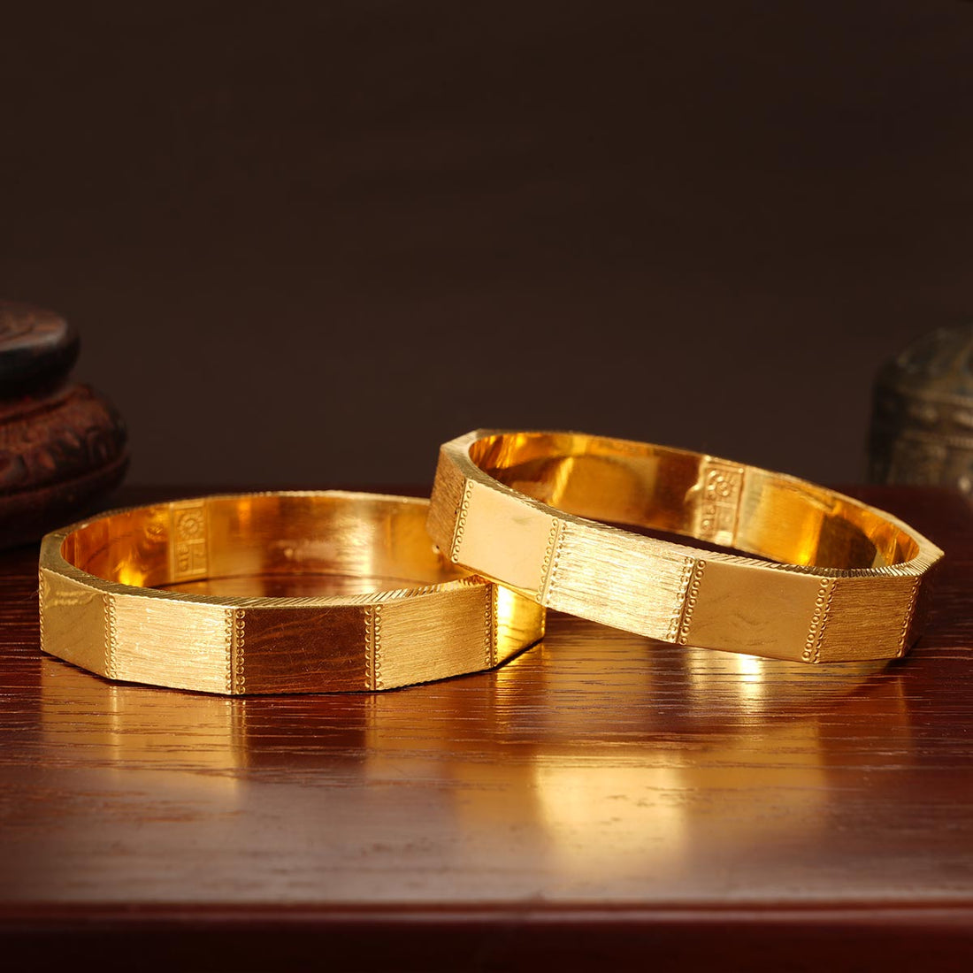 Rectangle Strip Gold Bangles
