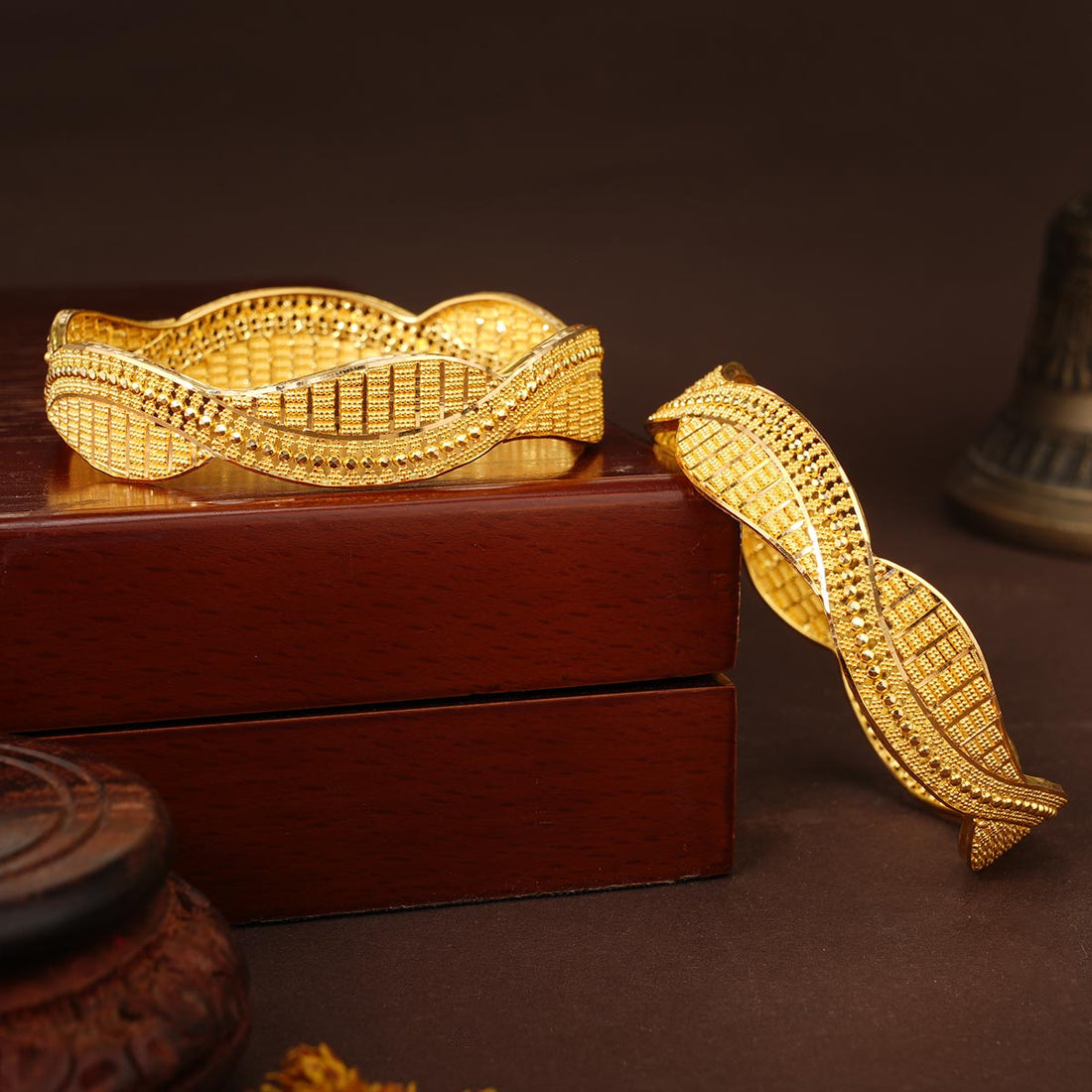 Wavy Gold Bangles