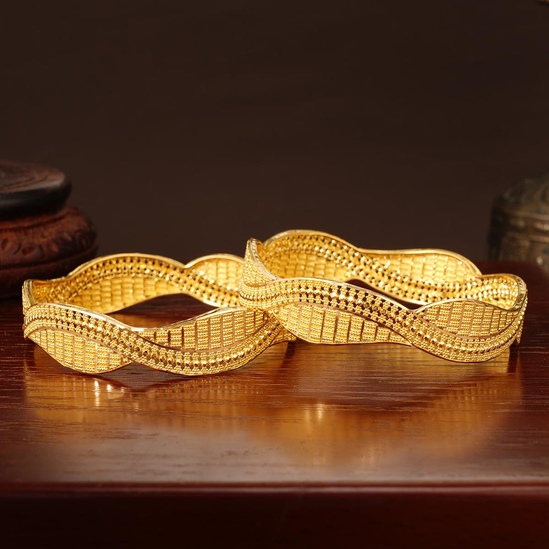 Wavy Gold Bangles