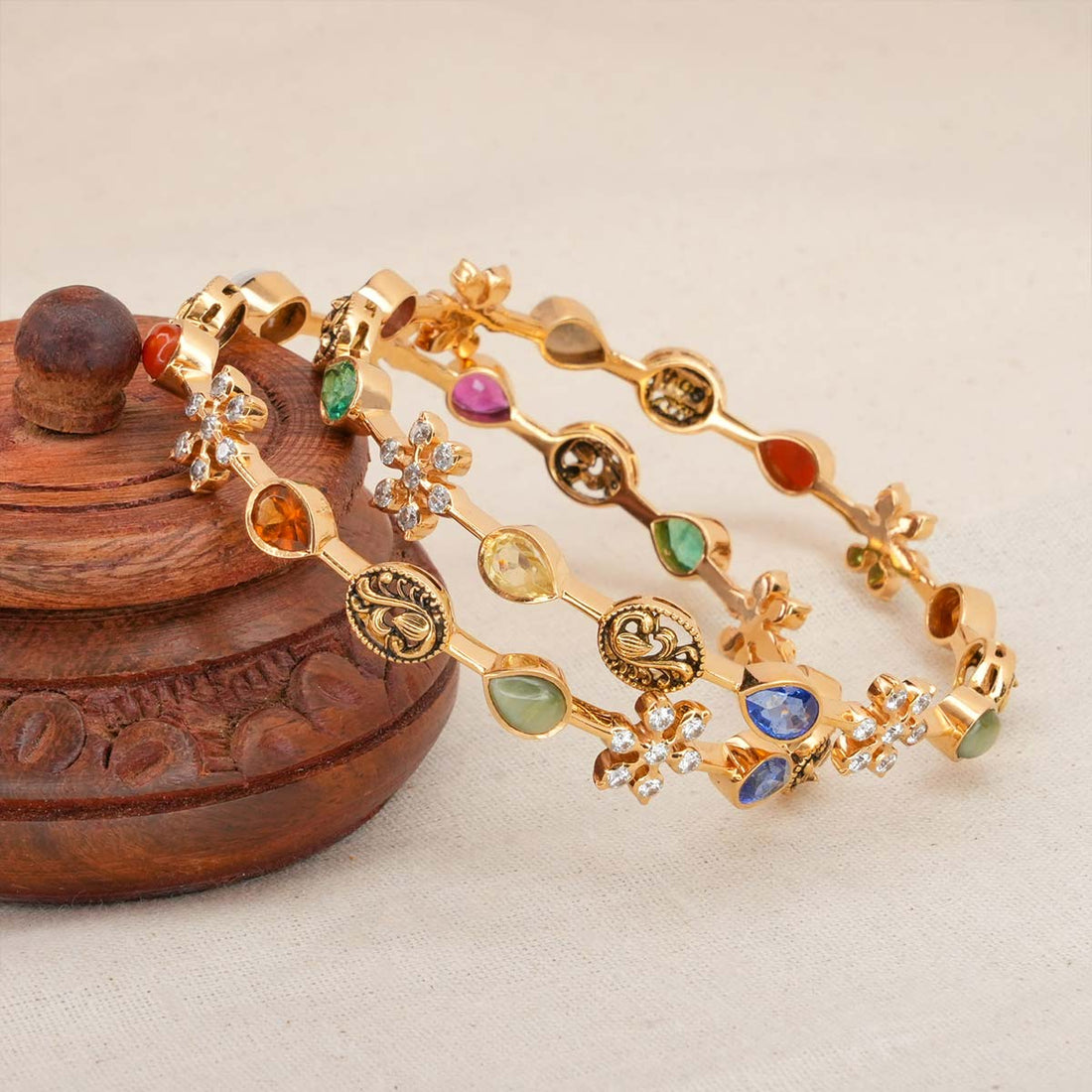 Charming Navarathna Gold Bangles
