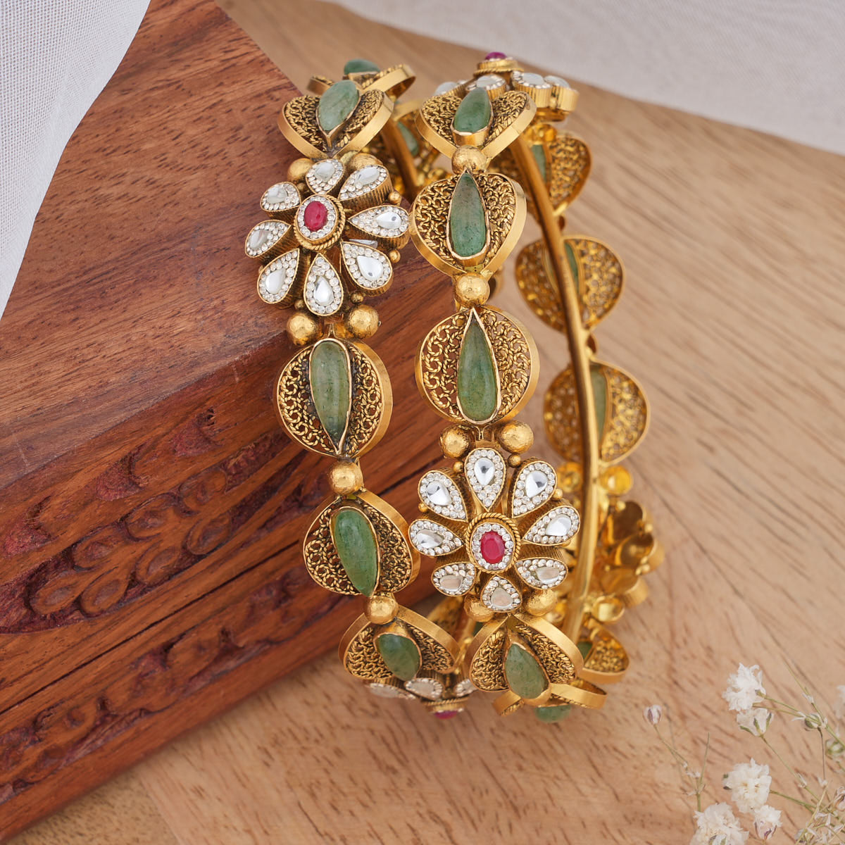 Fabulous Floral Kundan Bangles