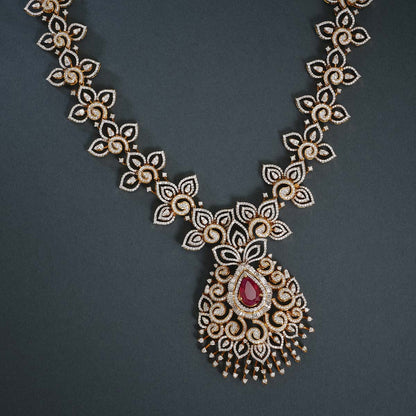 Diamond Halo  Long Necklace
