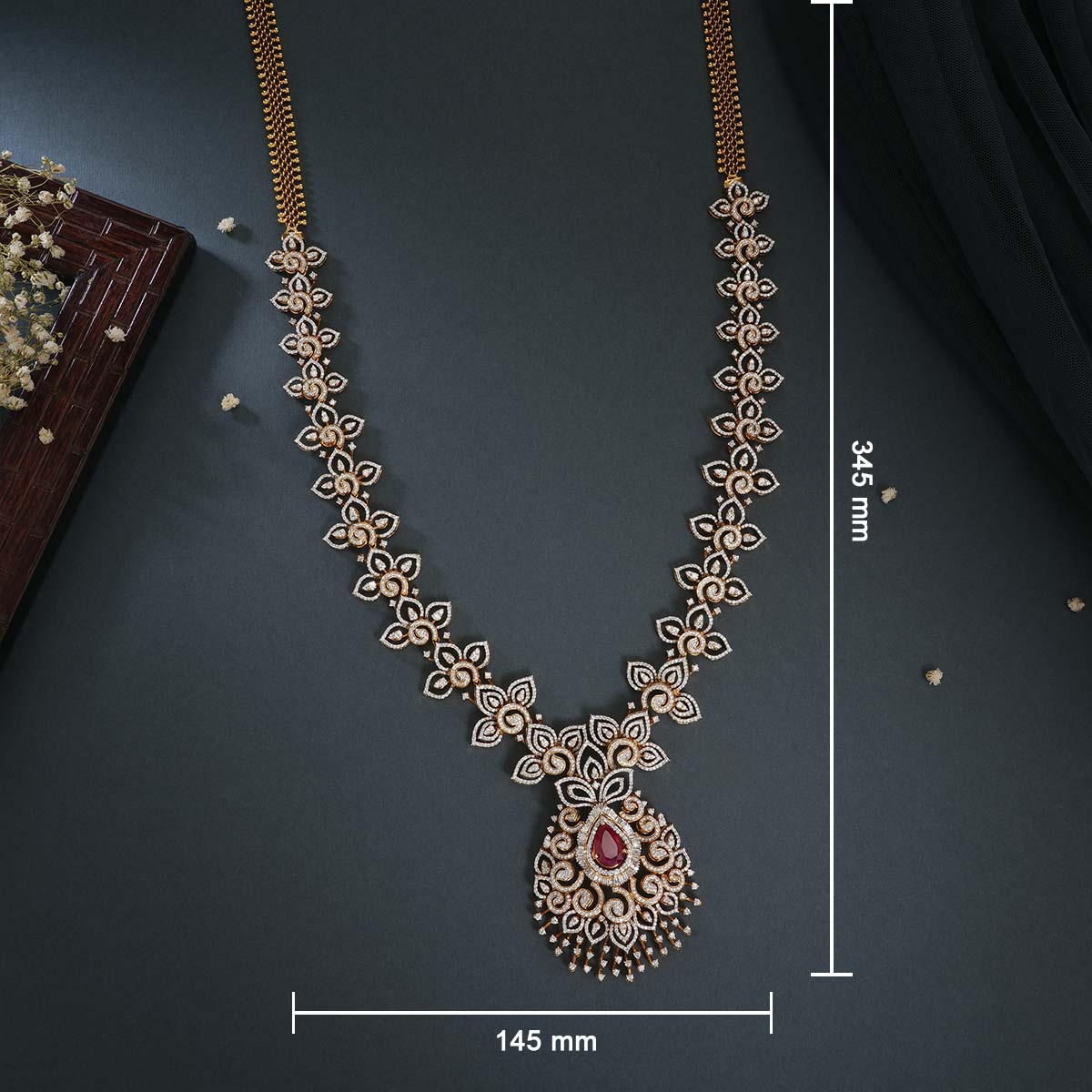 Diamond Halo  Long Necklace