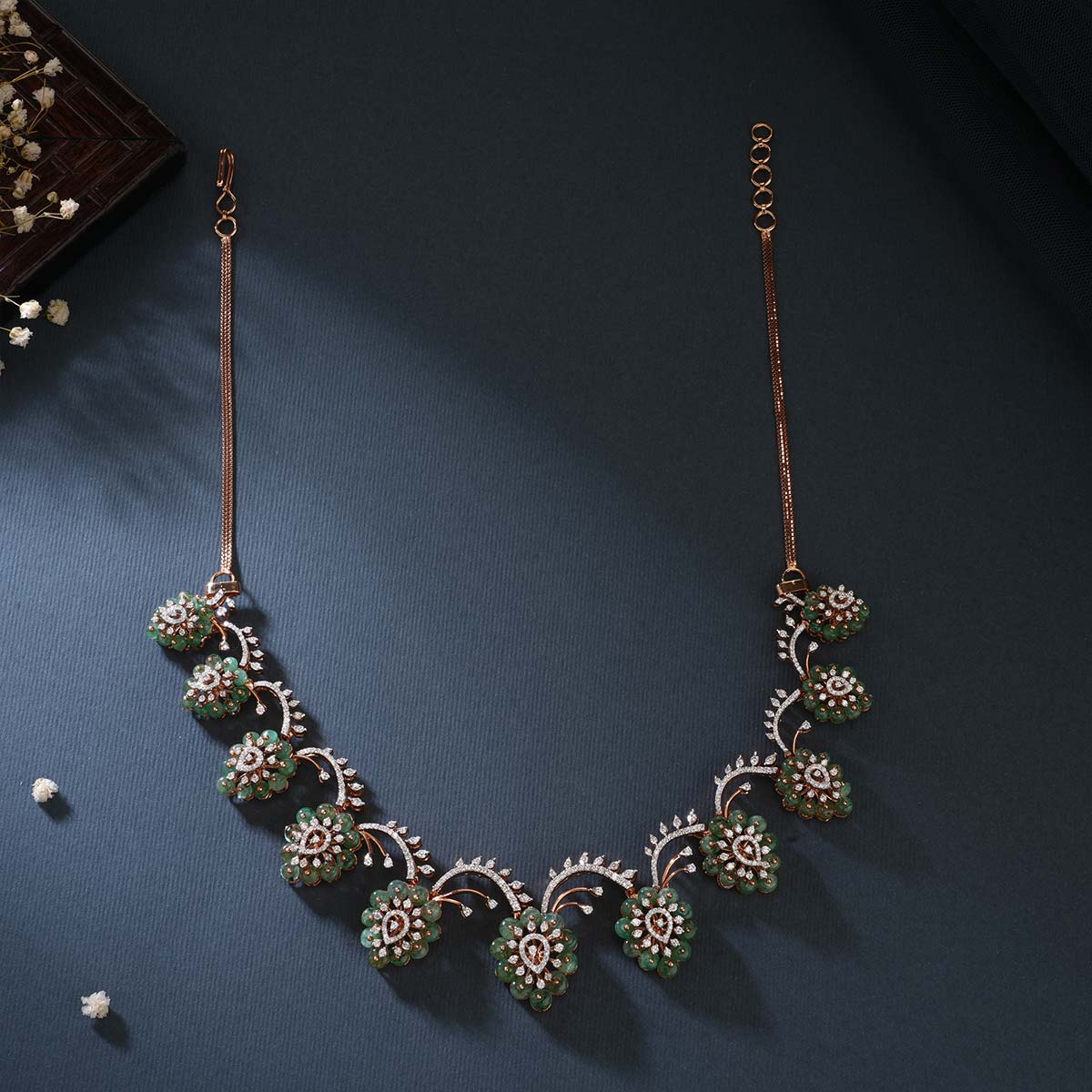 Grapes Designed Diamond Short Necklace