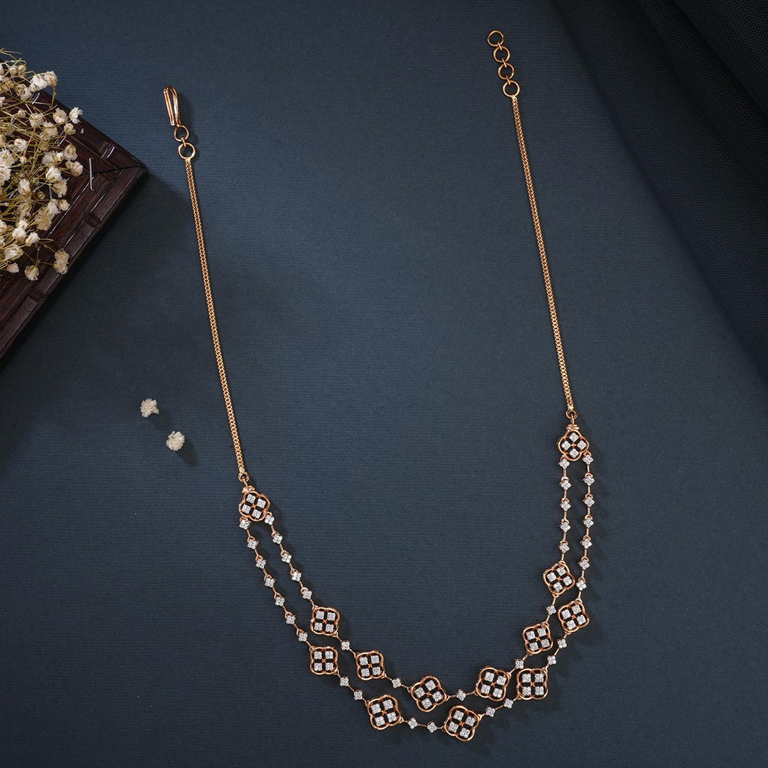 Floral inspired Diamond Long Necklace