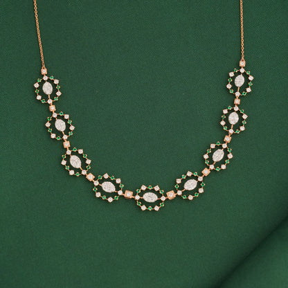 Dazzling Diamond Pendant Chain Set