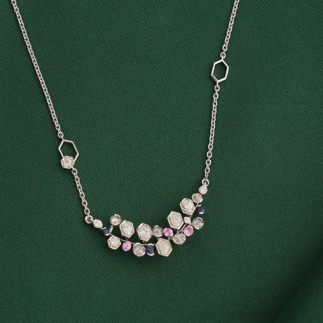 Dazzling Diamond Pendant Chain Set