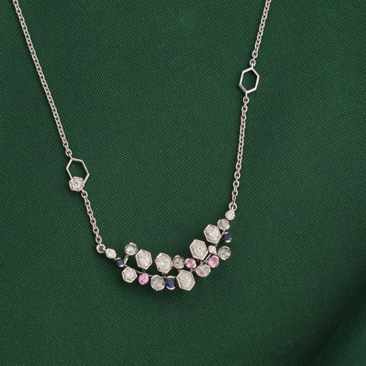Dazzling Diamond Pendant Chain Set
