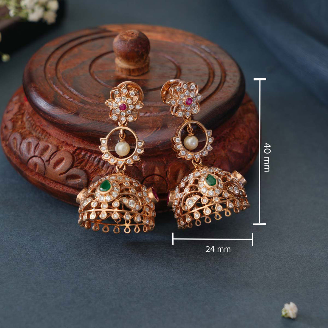 Crimsoni Diamond Jhumkas