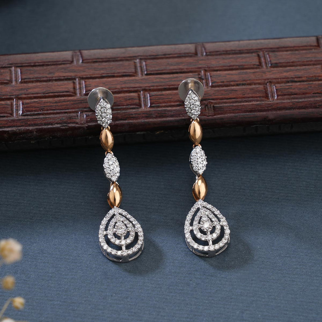 Stylish Diamond Long Earrings