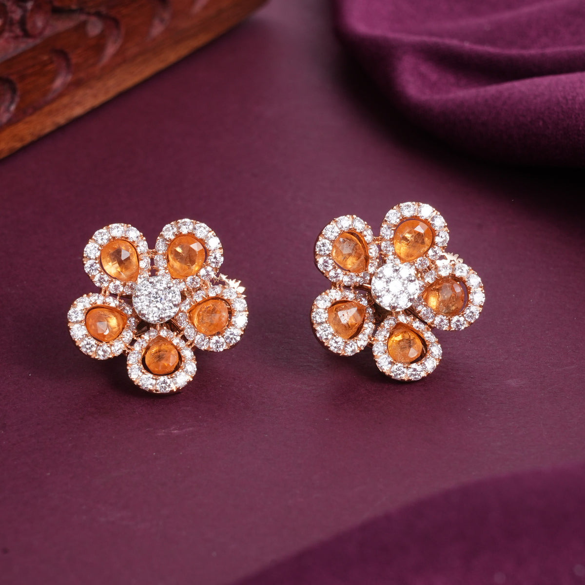 Floral Diamond Stud