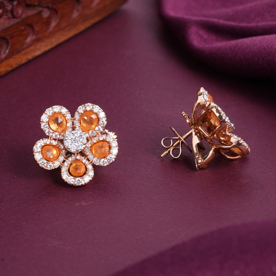 Floral Diamond Stud