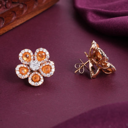 Floral Diamond Stud