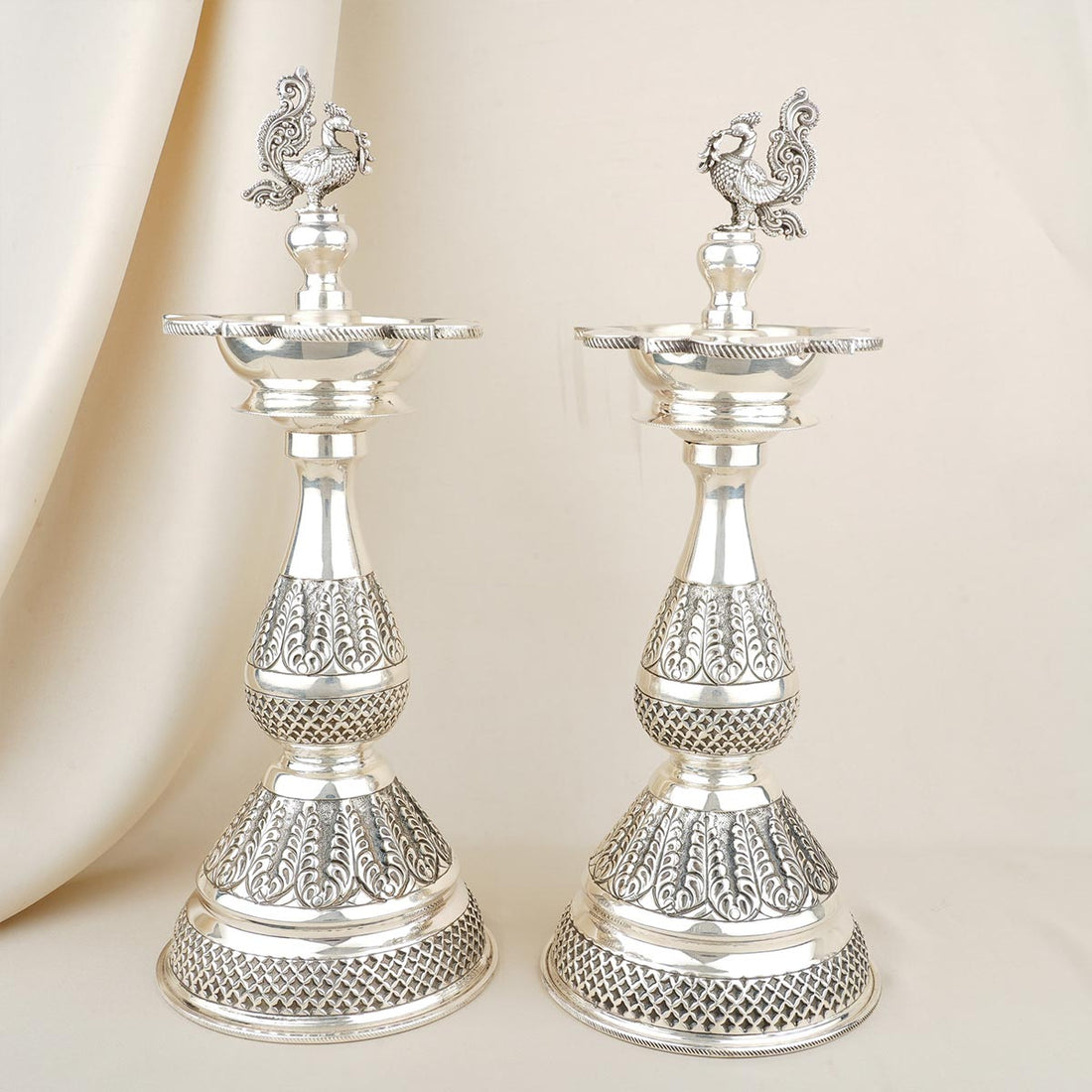 Annam Antique Silver Pair Lamp