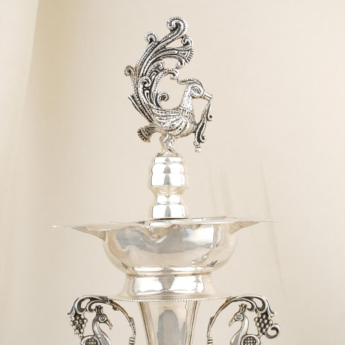 Silver Peacock Pair Lamp