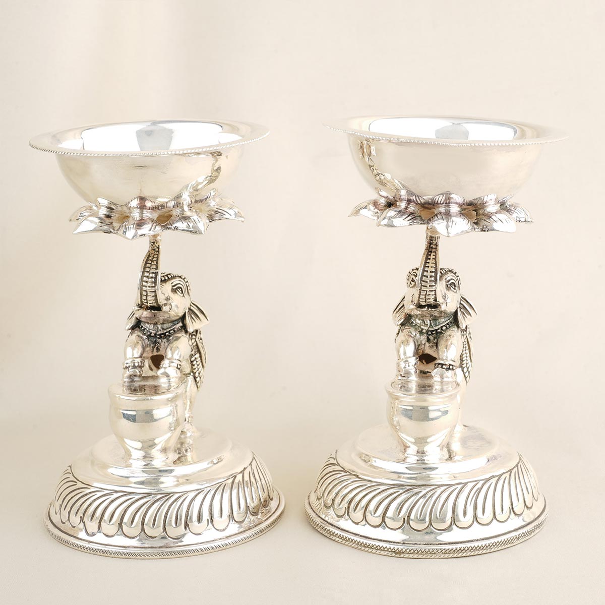 Elephant Annam Silver Pair Lamp