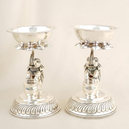 Elephant Annam Silver Pair Lamp