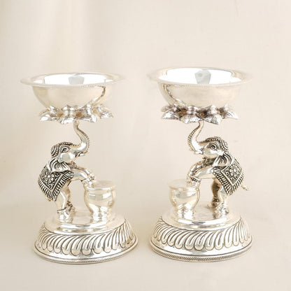 Elephant Annam Silver Pair Lamp