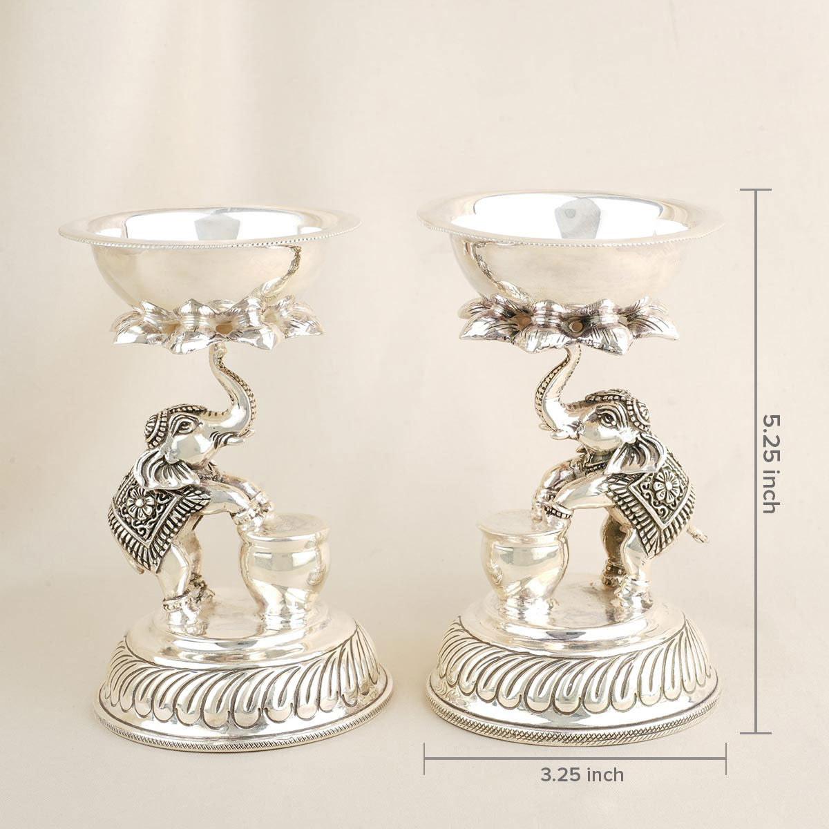 Elephant Annam Silver Pair Lamp