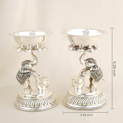 Elephant Annam Silver Pair Lamp