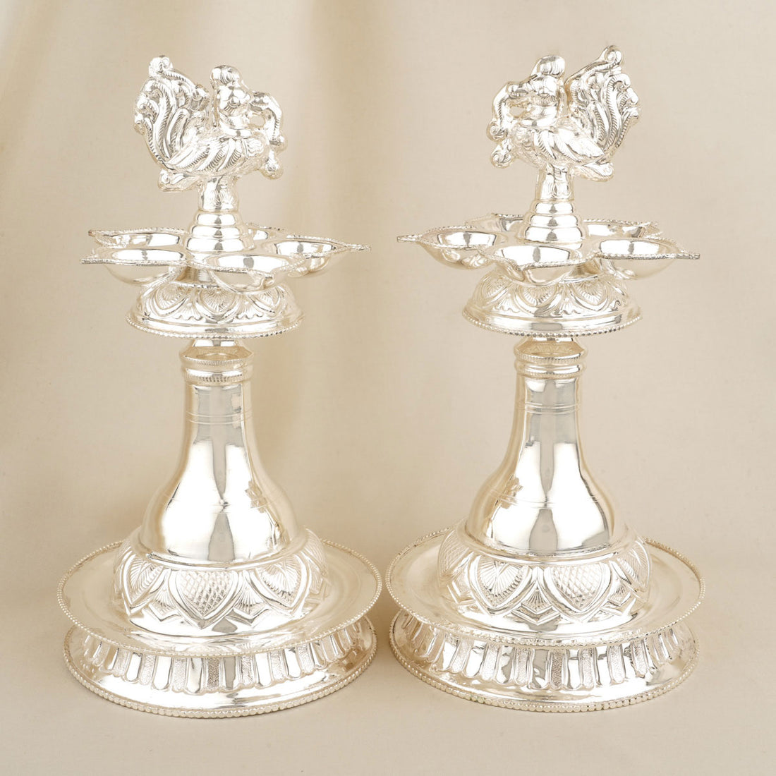Silver Nagas Annam Pair Lamp