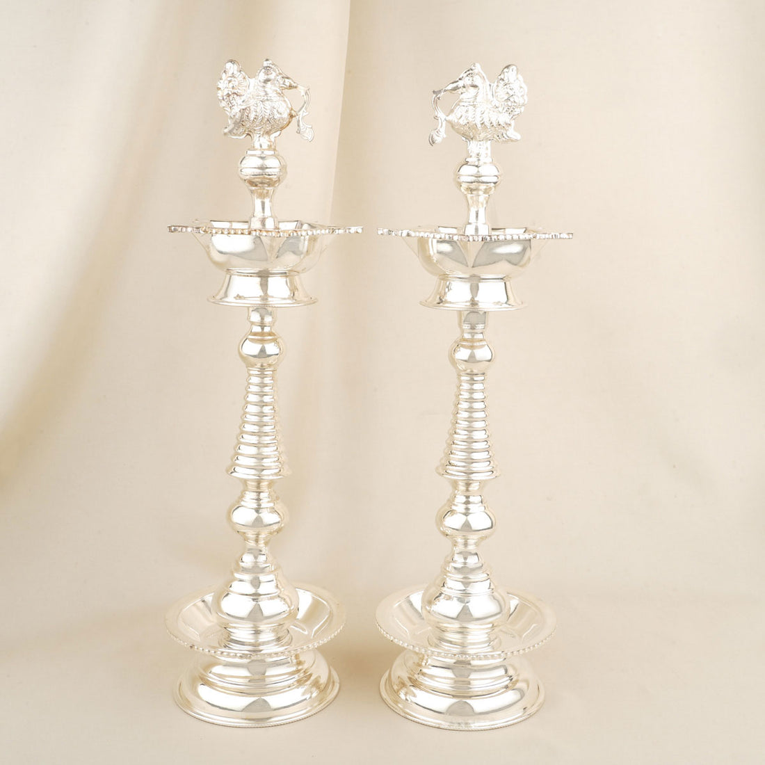 Silver Nagas Annam  Pair Lamp