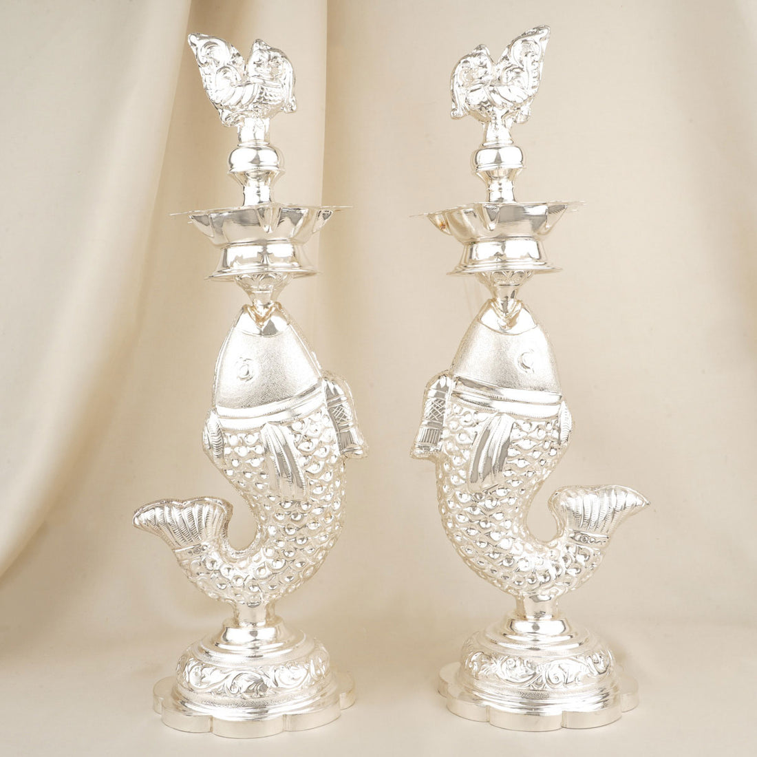 Silver Fish Pair Lamp