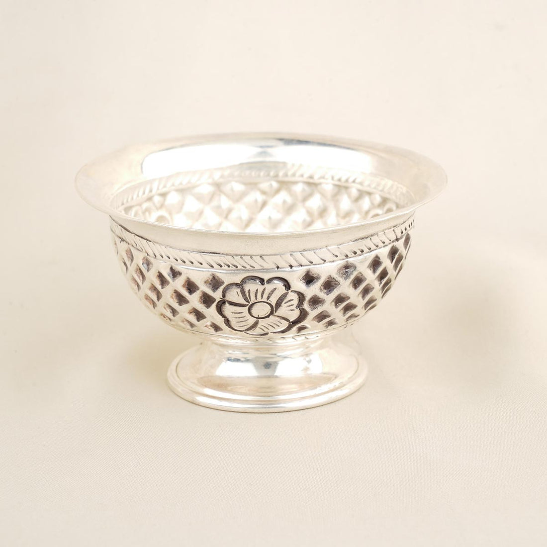Floral Silver Pooja Bowl