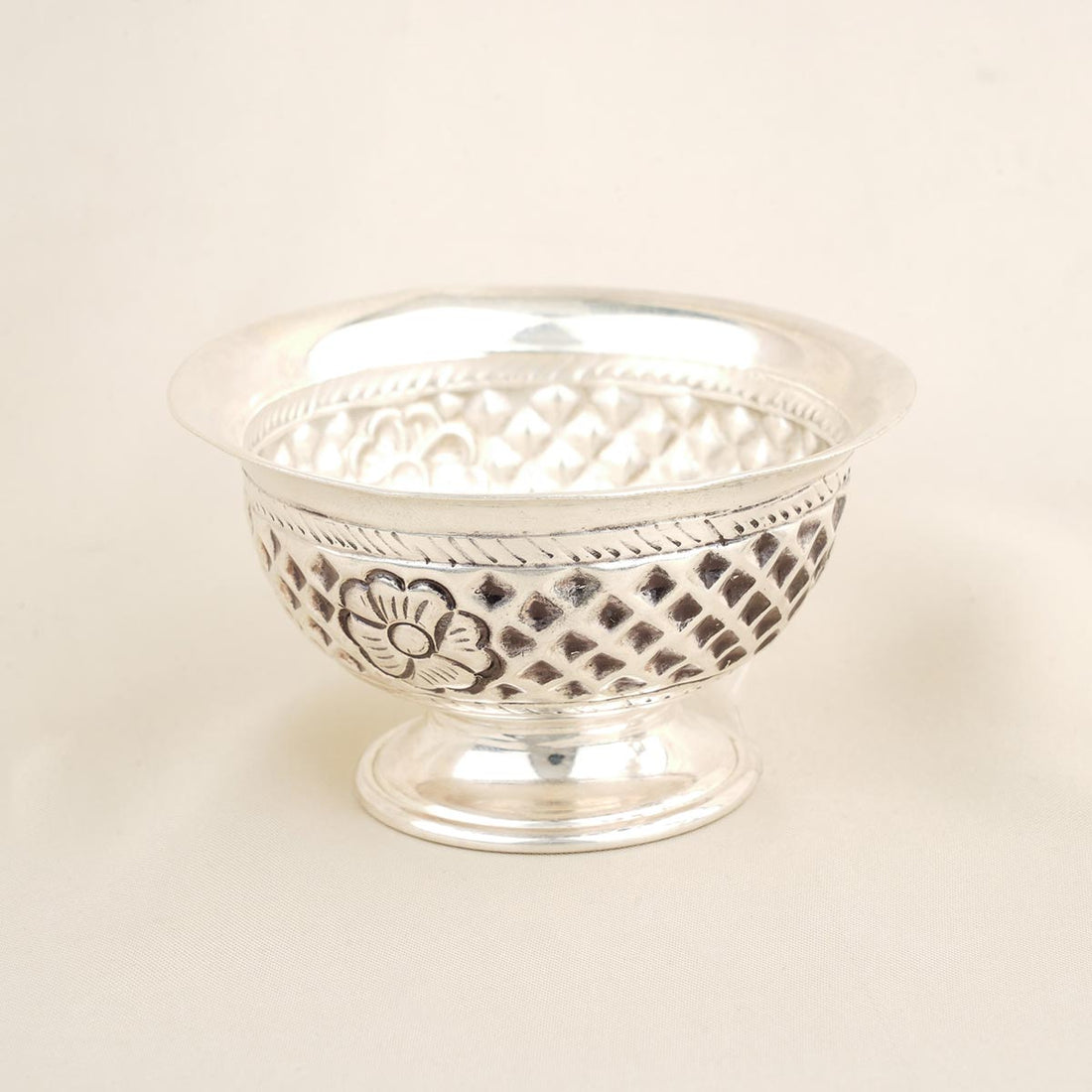Floral Silver Pooja Bowl