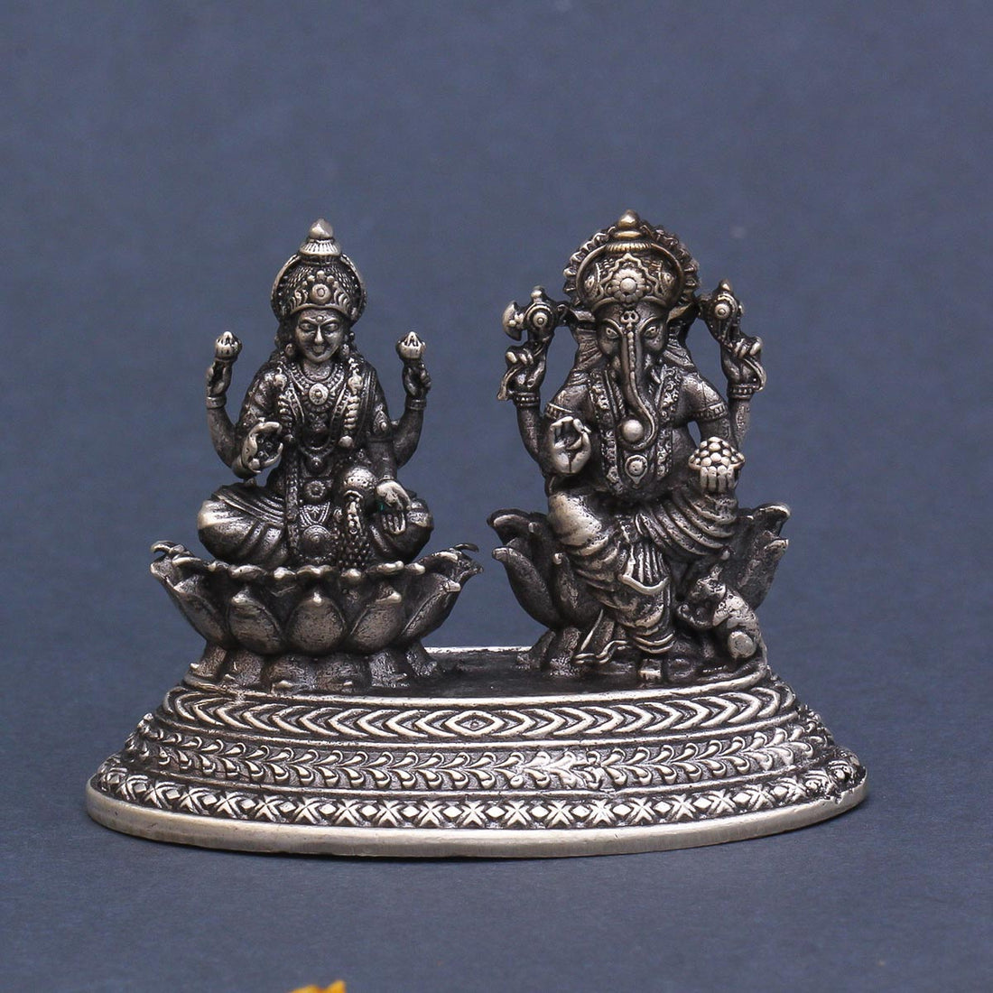 Lakshmi &amp; Vinayagar Antique Silver Idols
