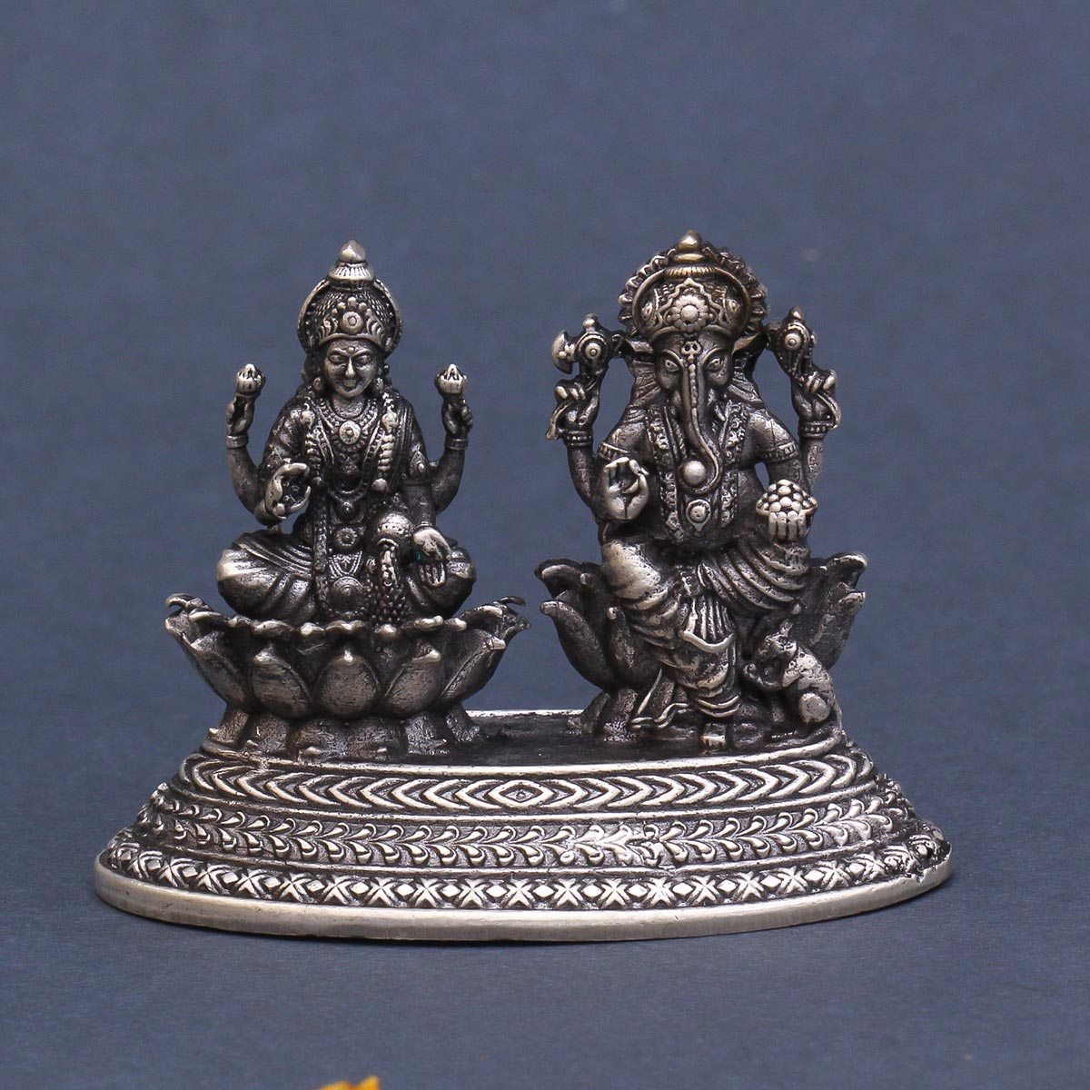 Lakshmi &amp; Vinayagar Antique Silver Idols