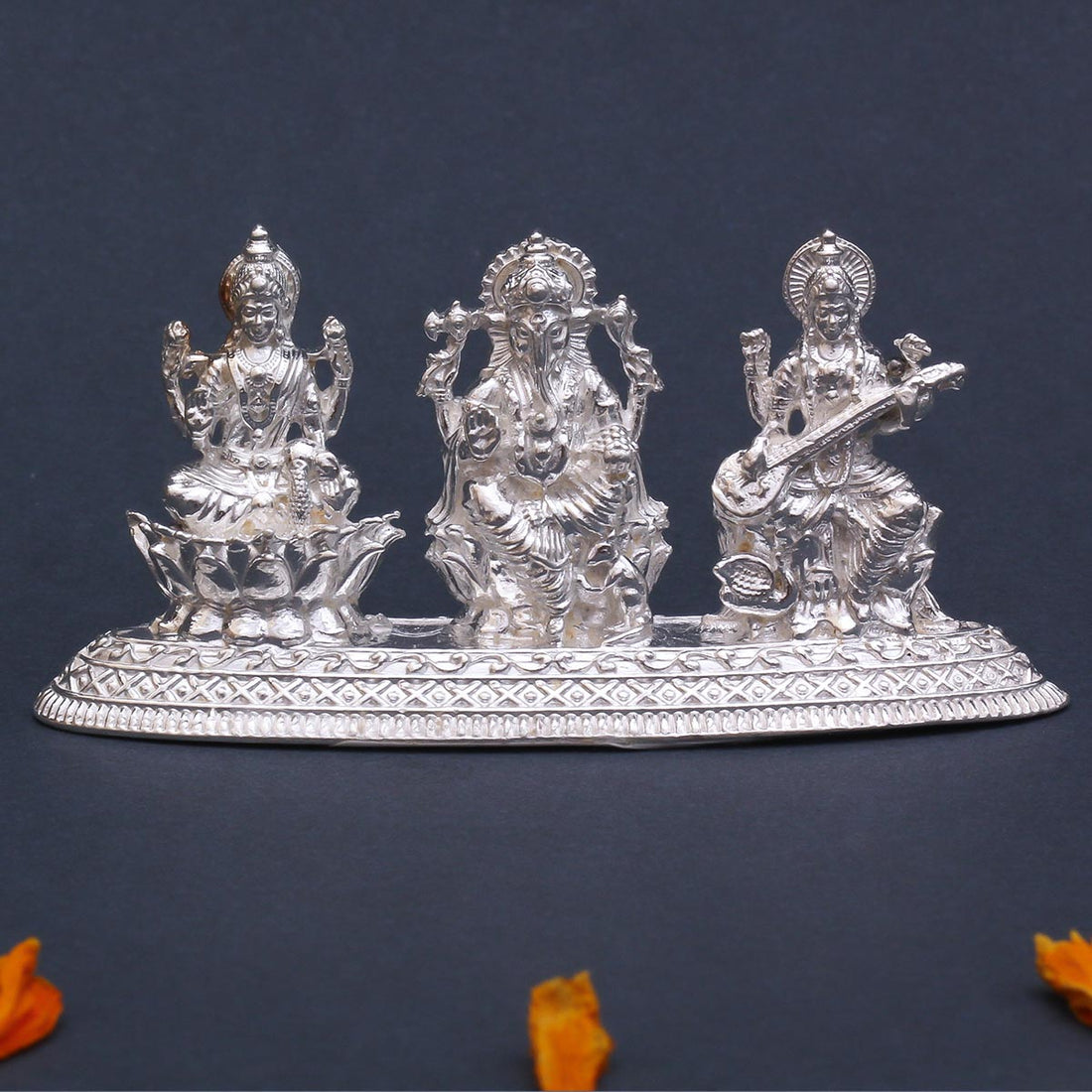 Lakshmi with Vinayagar Silver Idols