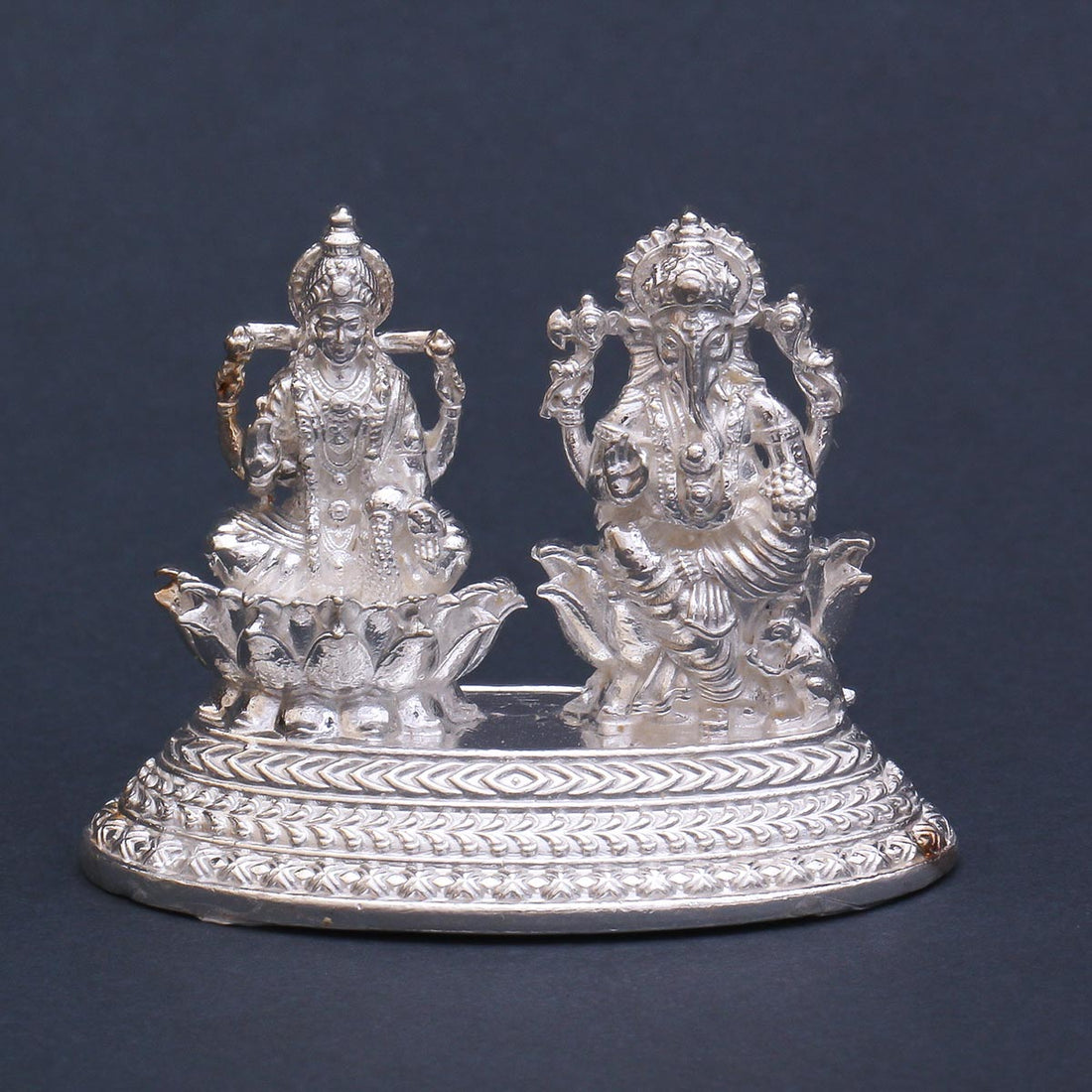 Lakshmi with Vinayagar Silver Idols