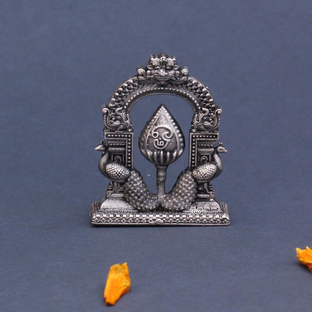Vel with Peacock Antique Silver Idols