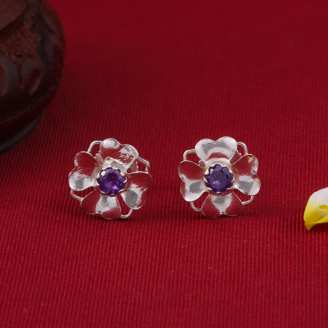 Floral Designed Silver Studs