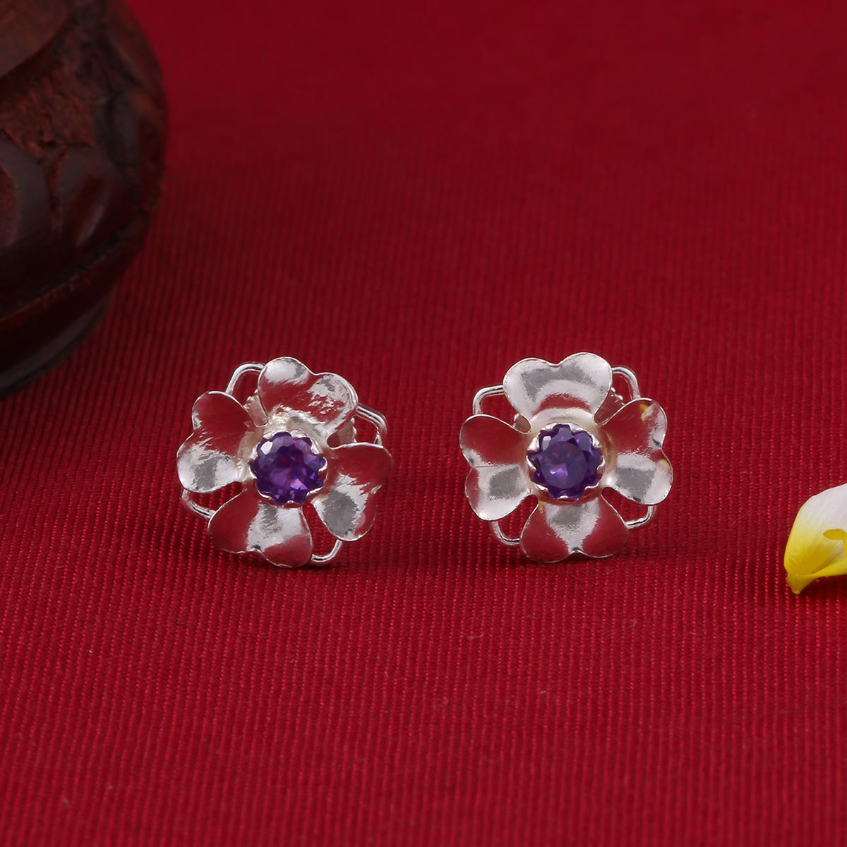 Floral Designed Silver Studs