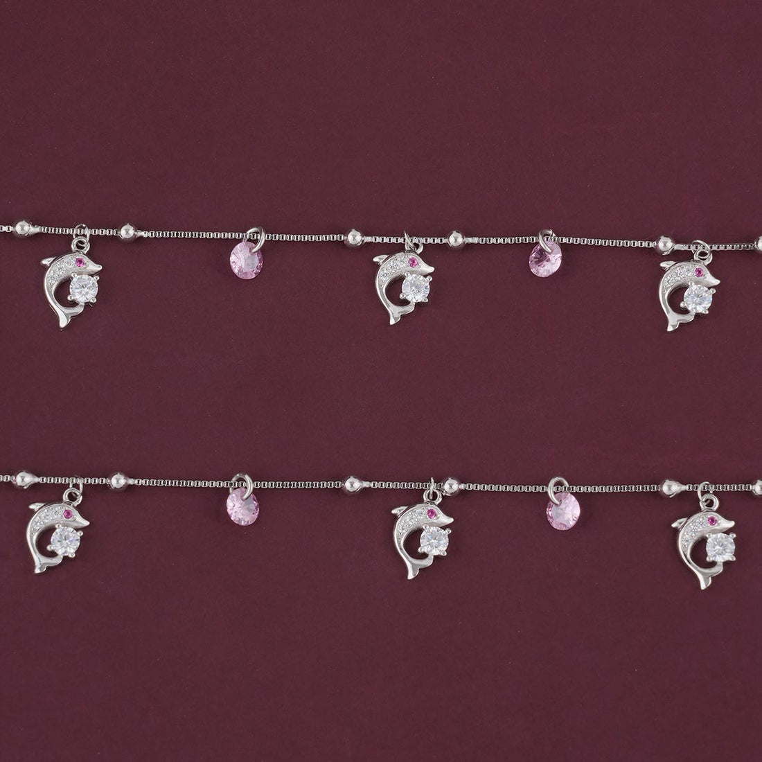 Beautiful Dolphin Silver Anklet