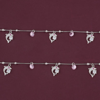 Beautiful Dolphin Silver Anklet