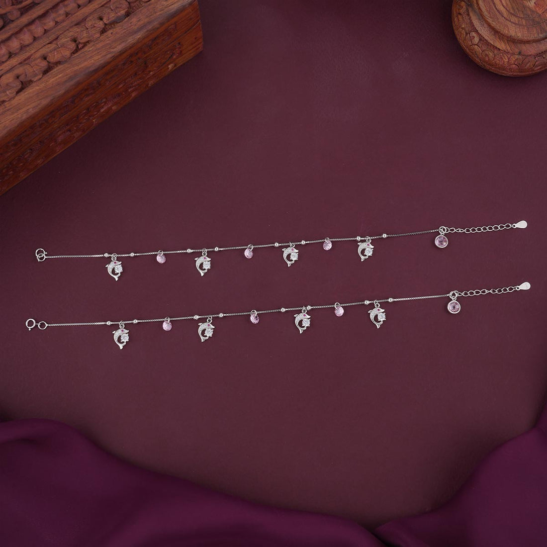 Beautiful Dolphin Silver Anklet