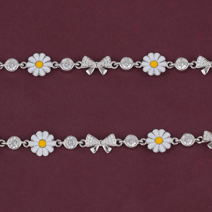 Attractive Floral Silver Anklet