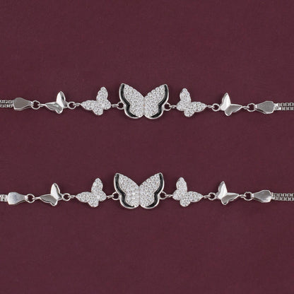 Cute Butterfly Silver Anklet