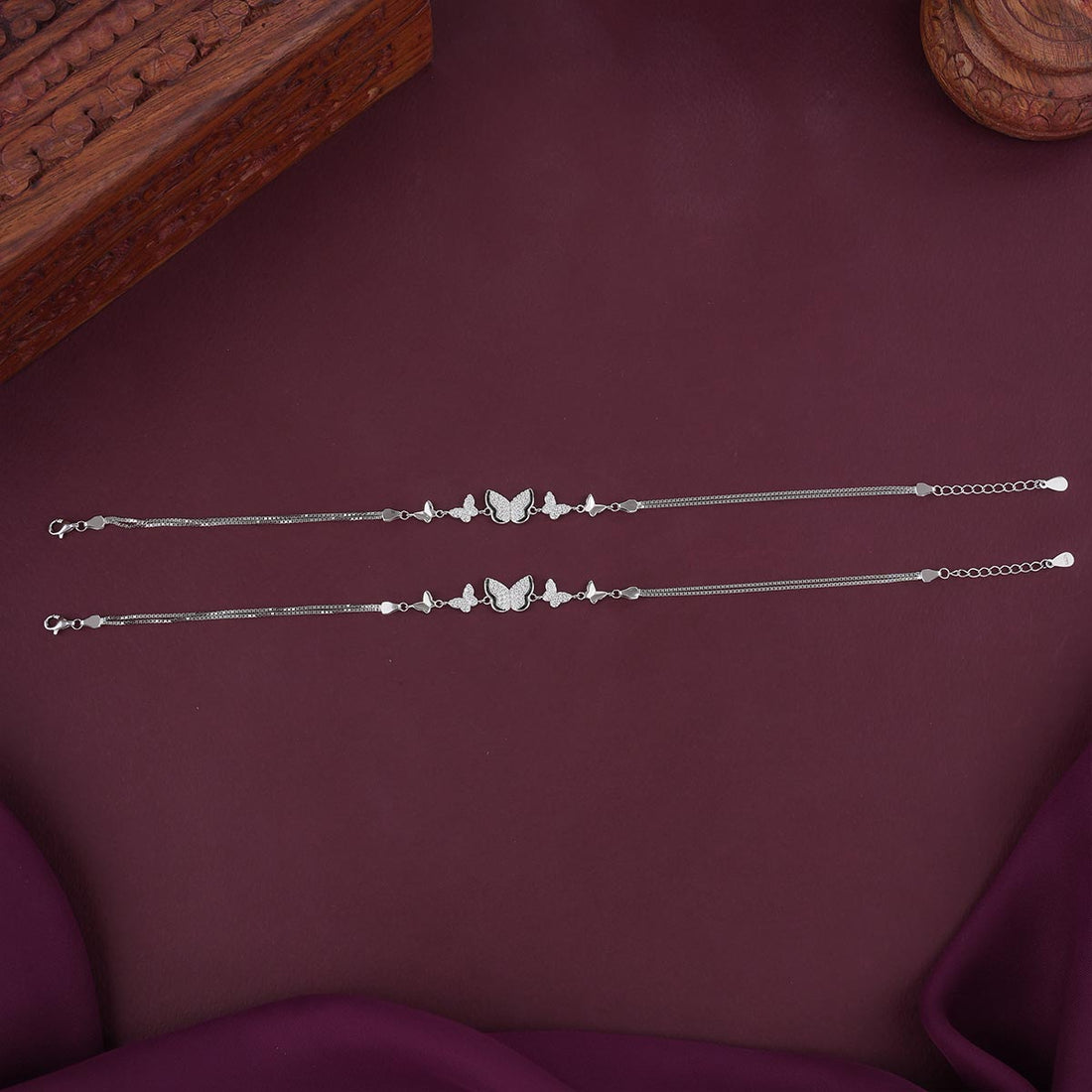 Cute Butterfly Silver Anklet