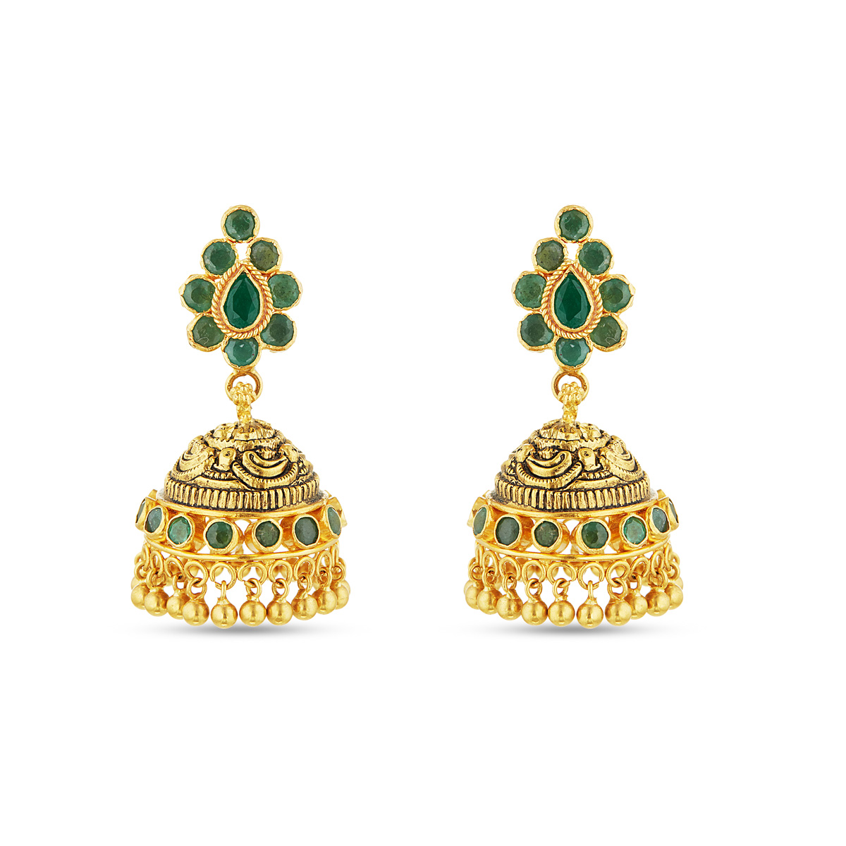 Graceful Emerald Jhumkhas